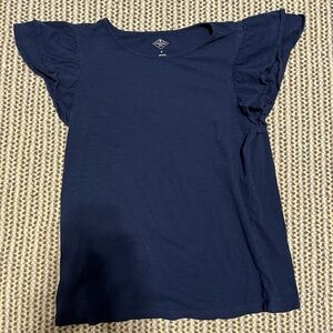 St. John's Bay Navy Cotton Flutter Sleeve Shirt